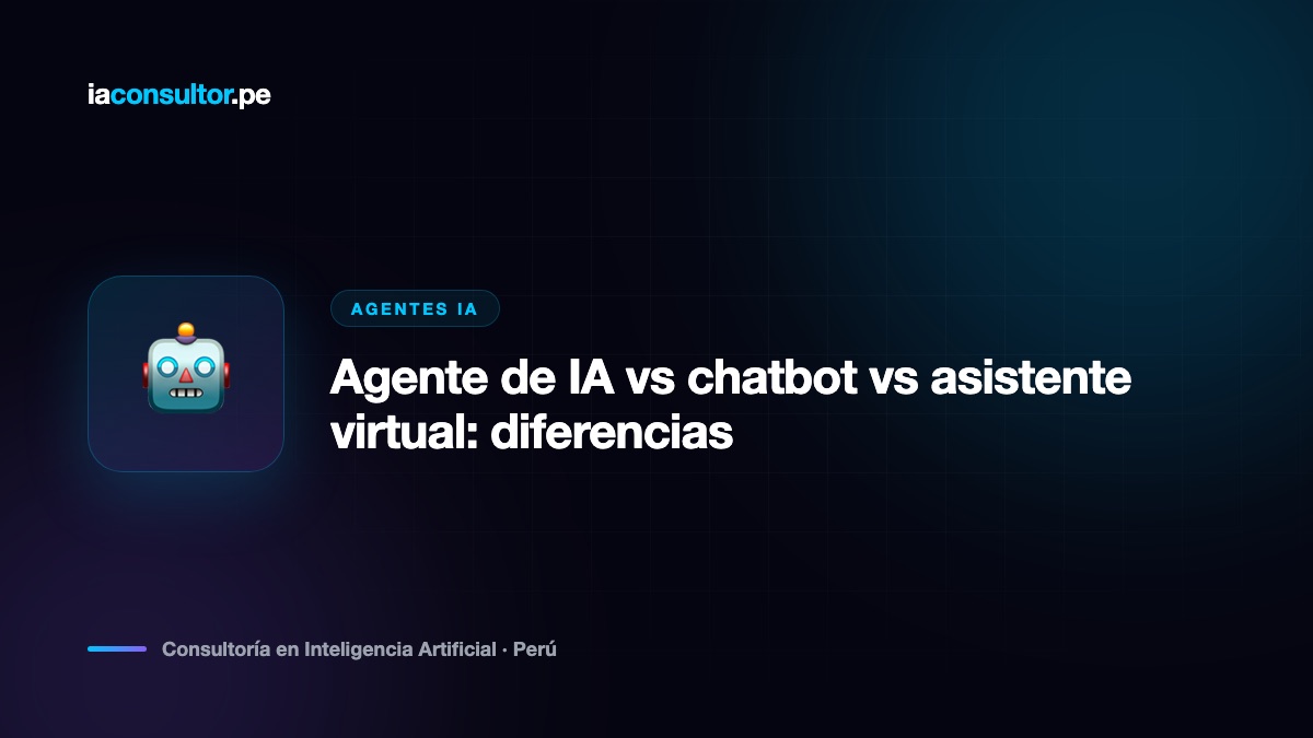 Agente de IA vs chatbot vs asistente virtual: diferencias